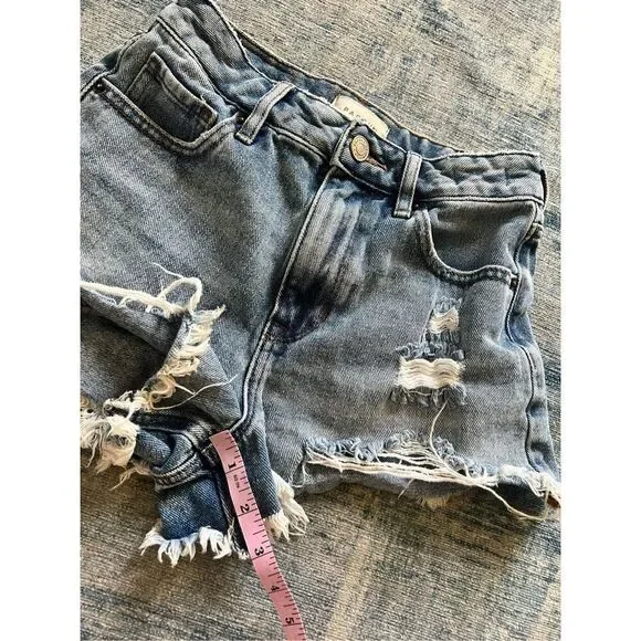 PacSun Light Blue Distressed High Rise Festival Denim Shorts 23" - Picture 7 of 7